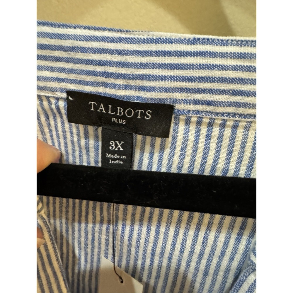 Talbots NWT Linen Blend Dress Oyster Striped Kaftan Size 3X Retail $189 - Picture 5 of 10